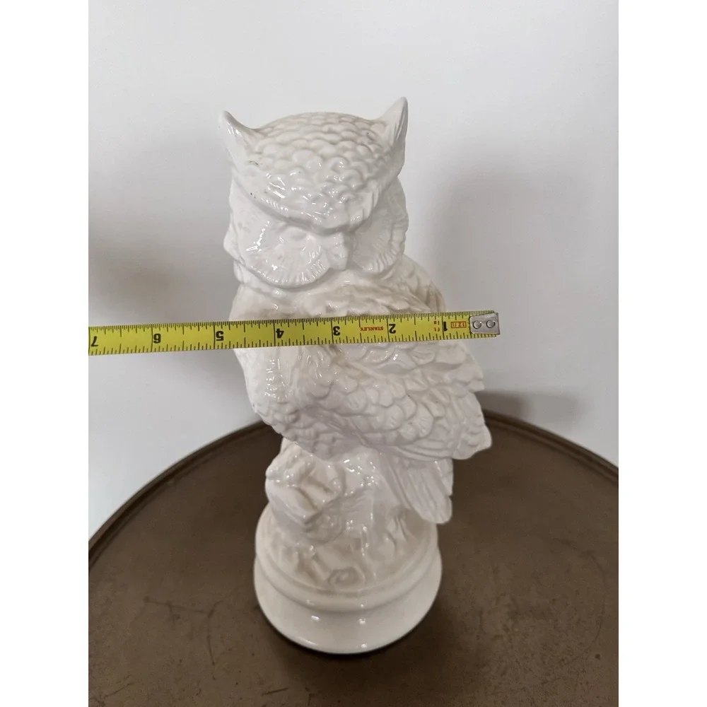 Owl Ceramic Statue Figurine Large Cottagecore Cottage English Ivory Antique Prep